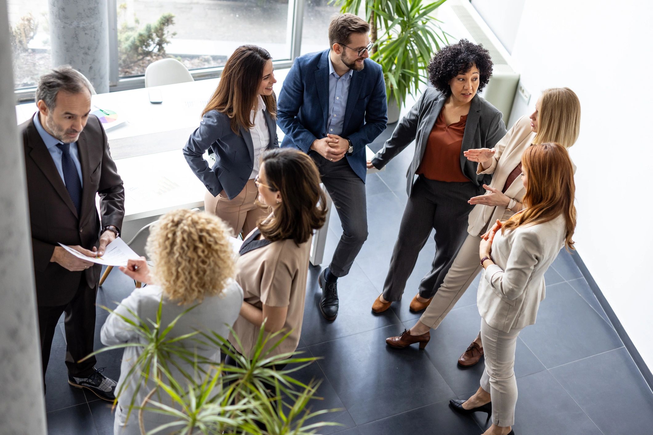 Financial professionals collaborating in a strategy meeting